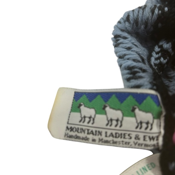 Mountain ladies & ewe handmade wool hat women Nordic blue black tan vintage - Picture 7 of 16
